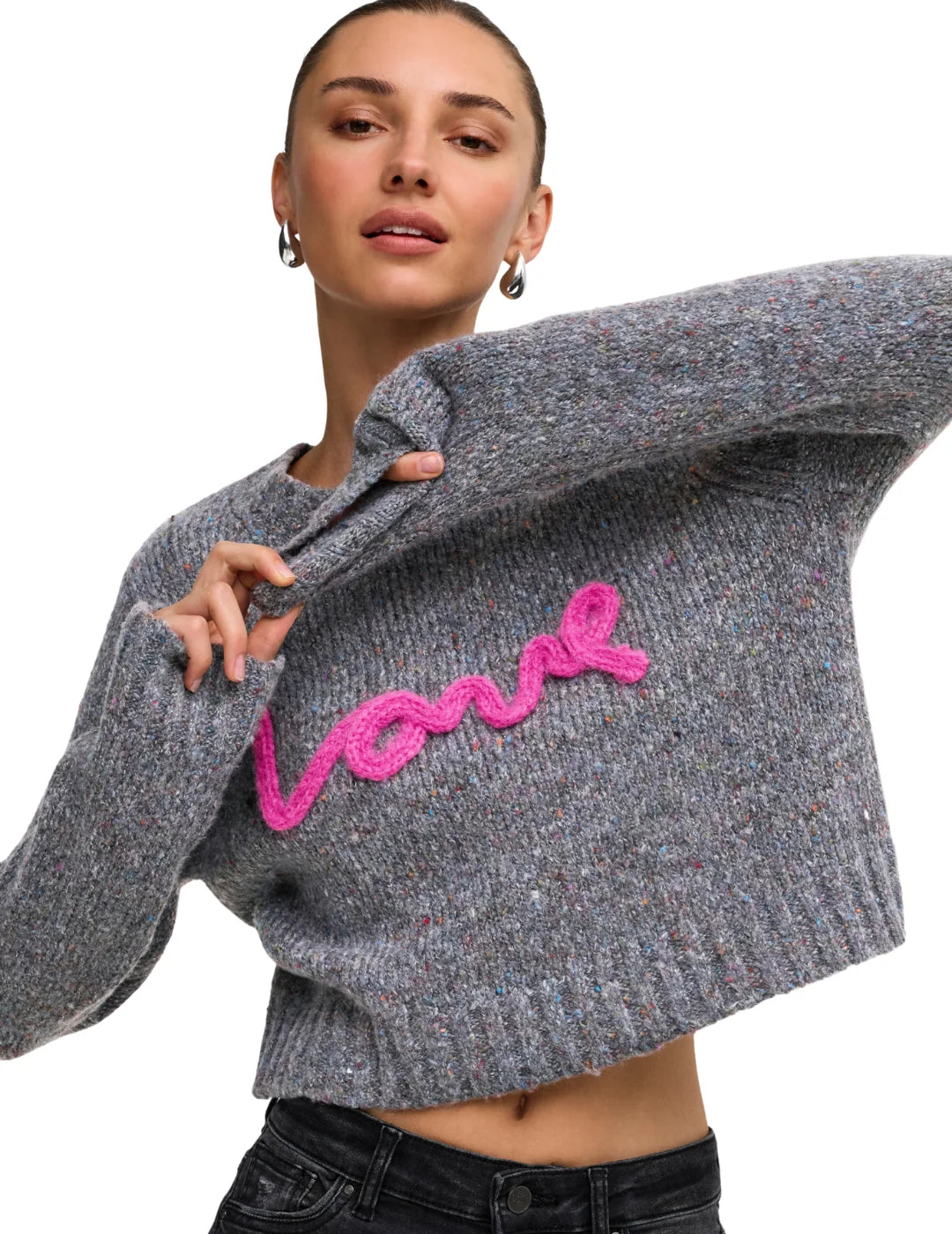 Jersey Cropped ONLY Smilla Love Gris | Bicos de Fío