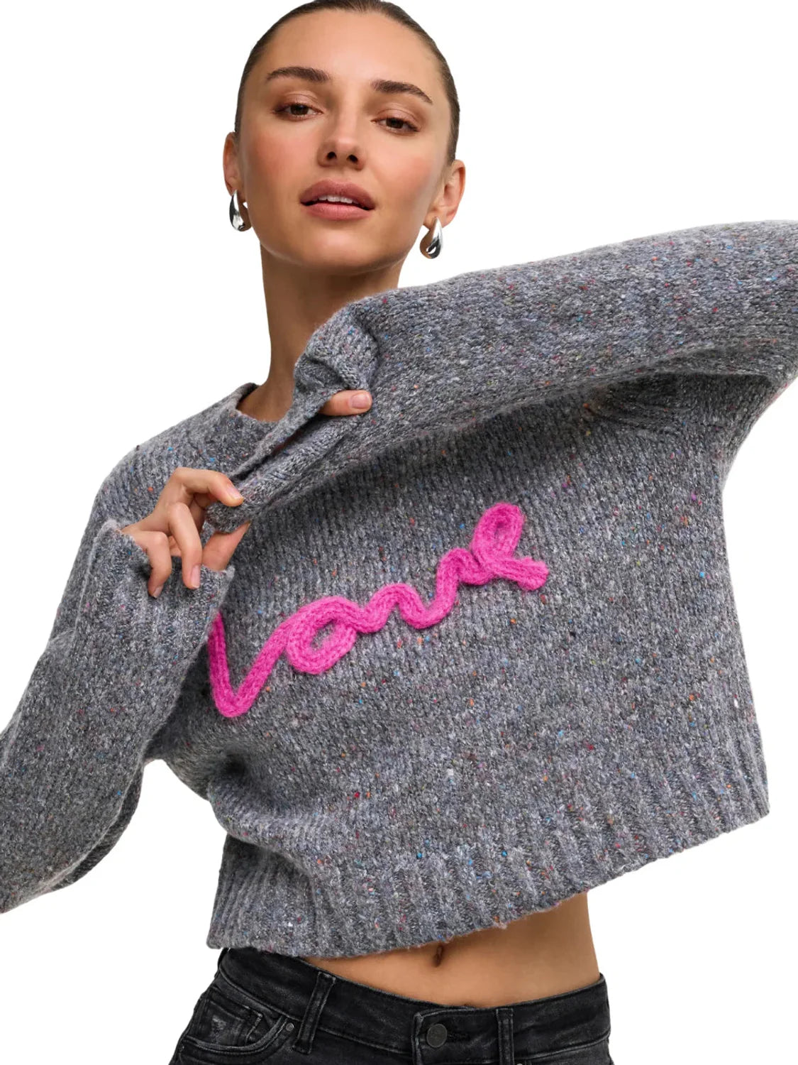 Jersey Cropped ONLY Smilla Love Gris | Bicos de Fío