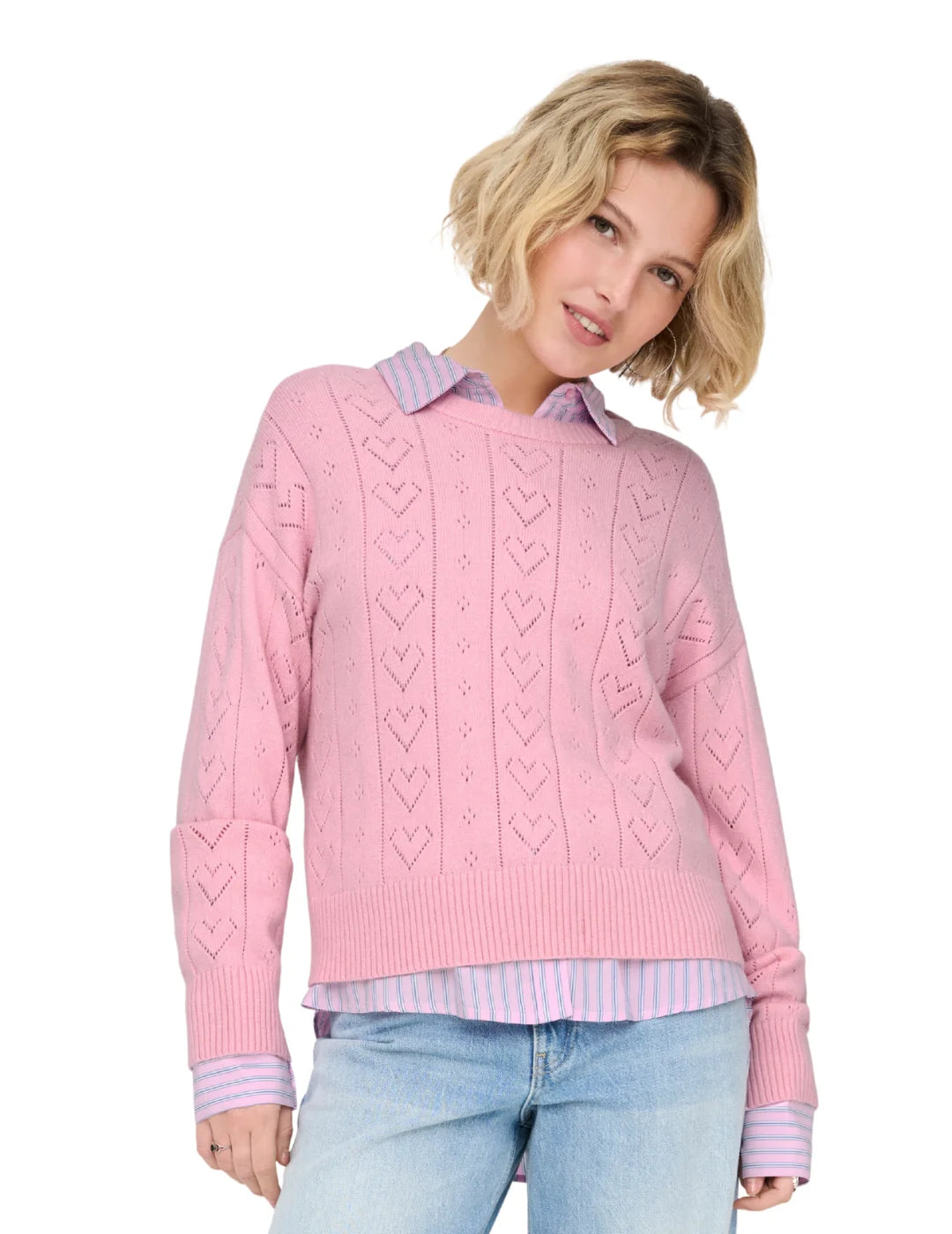 Jersey Corazones ONLY Isa Rosa | Bicos de Fío