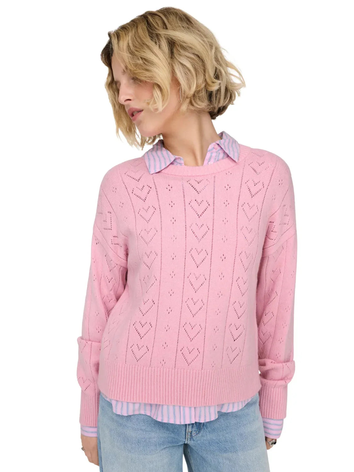 Jersey Corazones ONLY Isa Rosa | Bicos de Fío