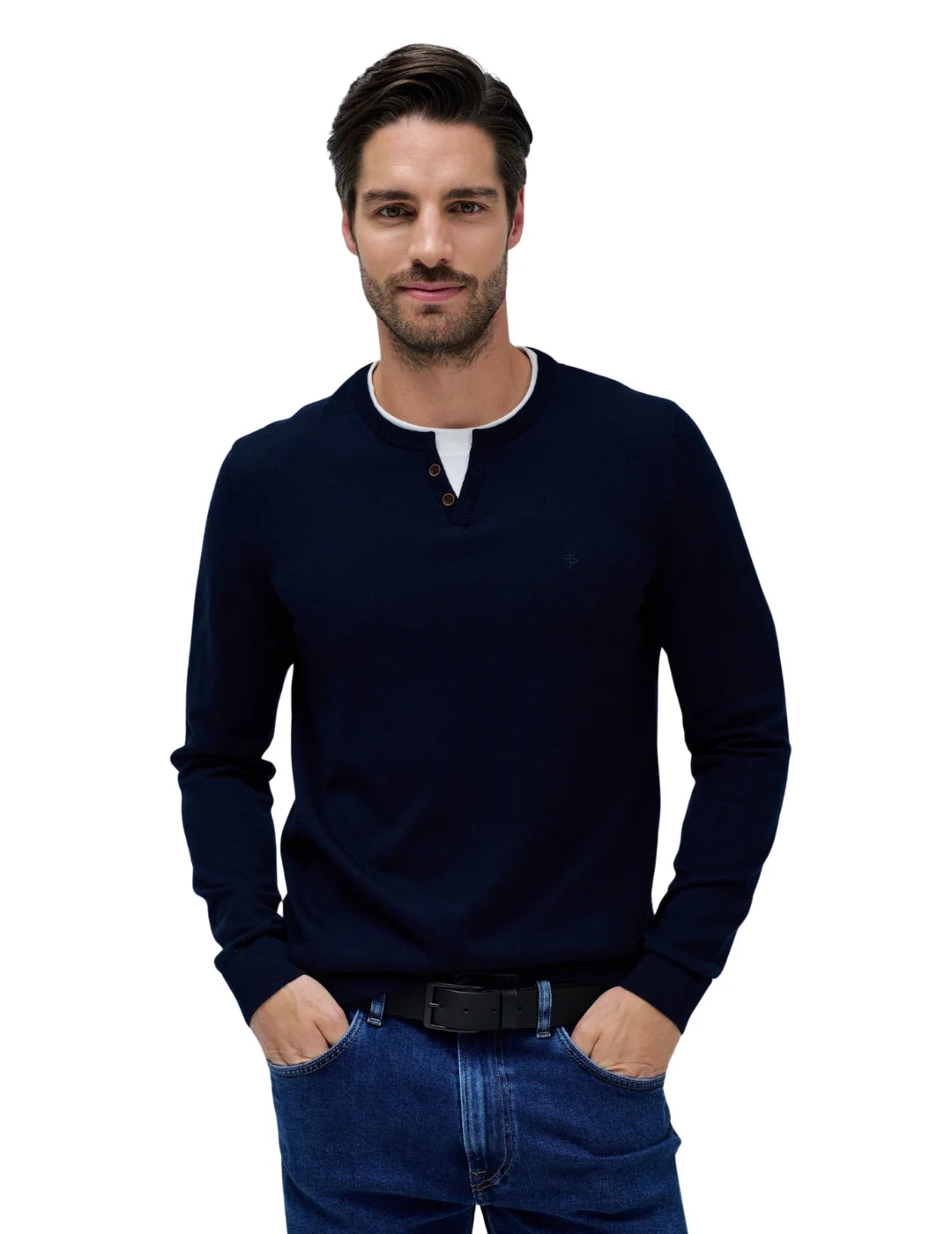 Jersey Punto Botones Salsa Jeans Azul Marino | Bicos de Fío