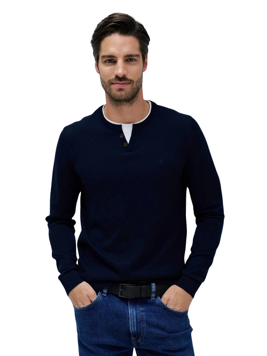 Jersey Punto Botones Salsa Jeans Azul Marino | Bicos de Fío