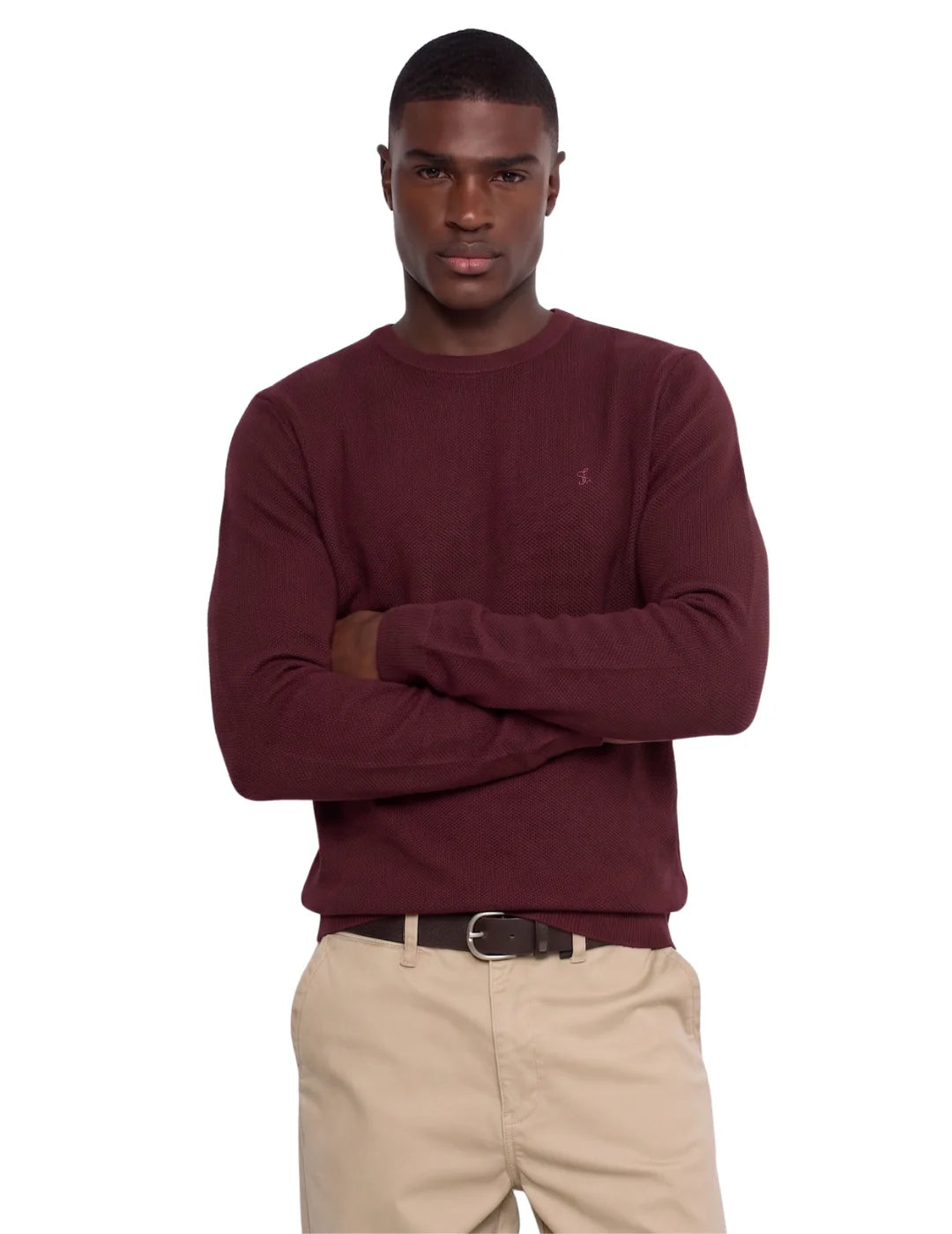 Jersey Punto Waffle Salsa Jeans Granate | Bicos de Fío