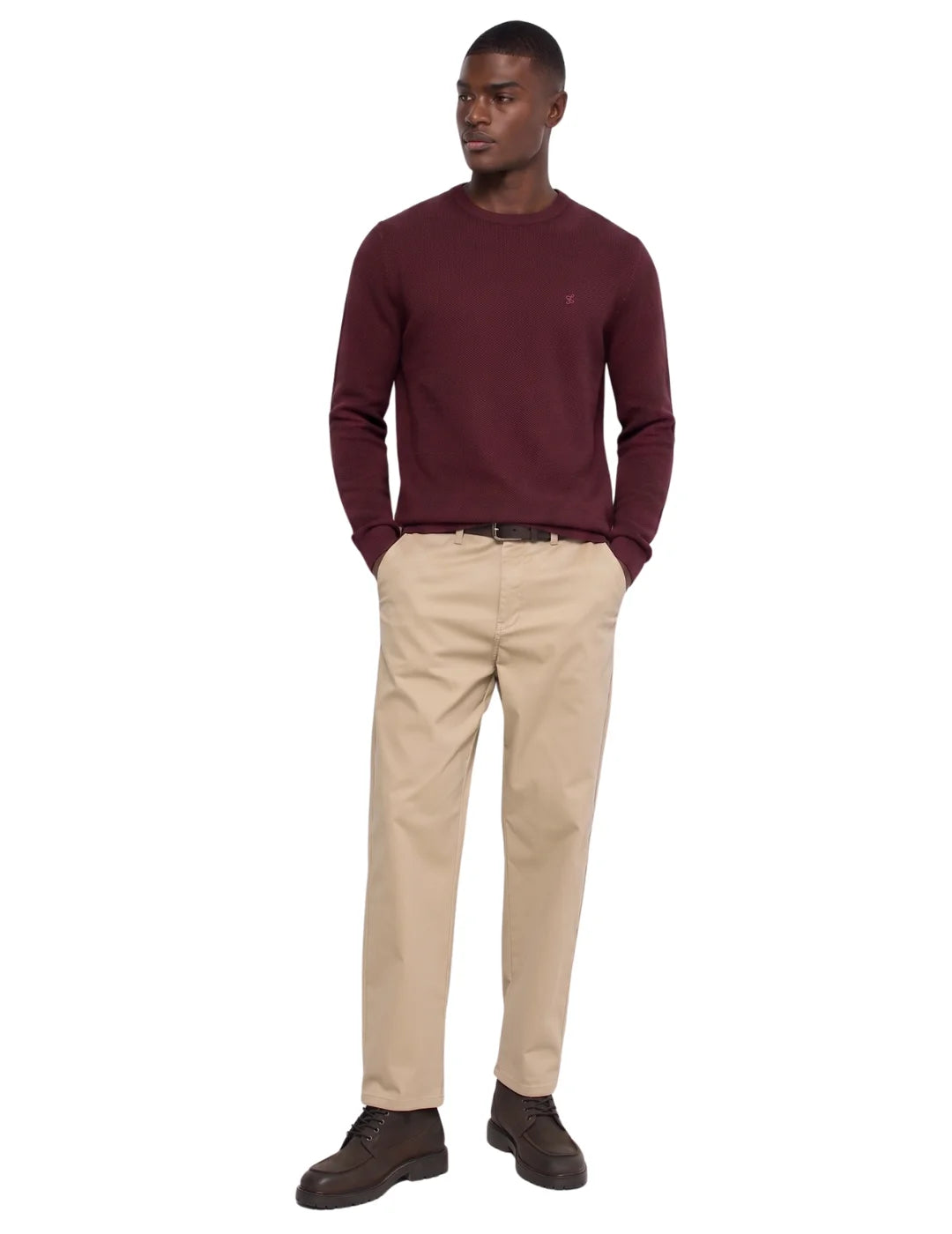 Jersey Punto Waffle Salsa Jeans Granate | Bicos de Fío