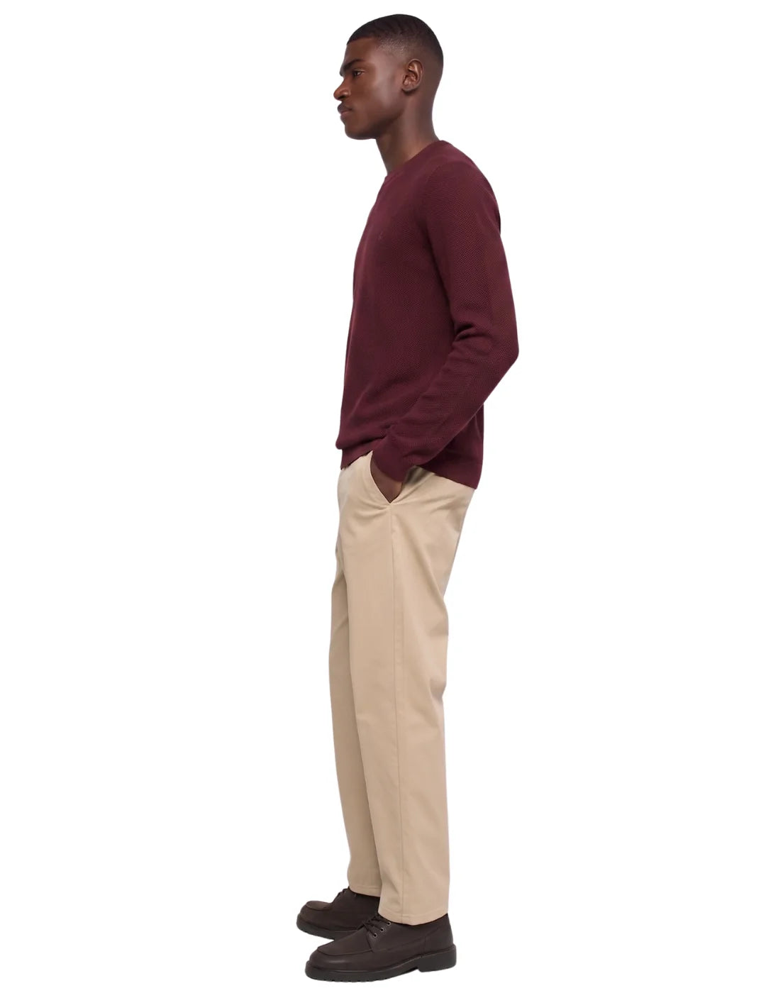 Jersey Punto Waffle Salsa Jeans Granate | Bicos de Fío
