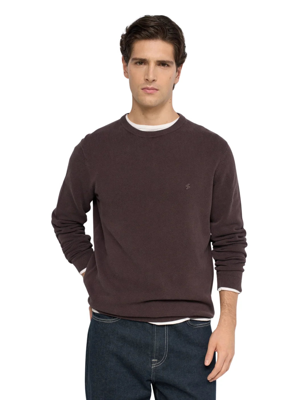 Jersey Punto Waffle Salsa Jeans Marrón | Bicos de Fío