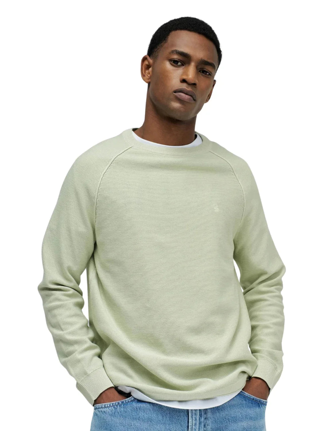 Jersey Salsa Jeans Texturizado Verde Claro | Bicos de Fío