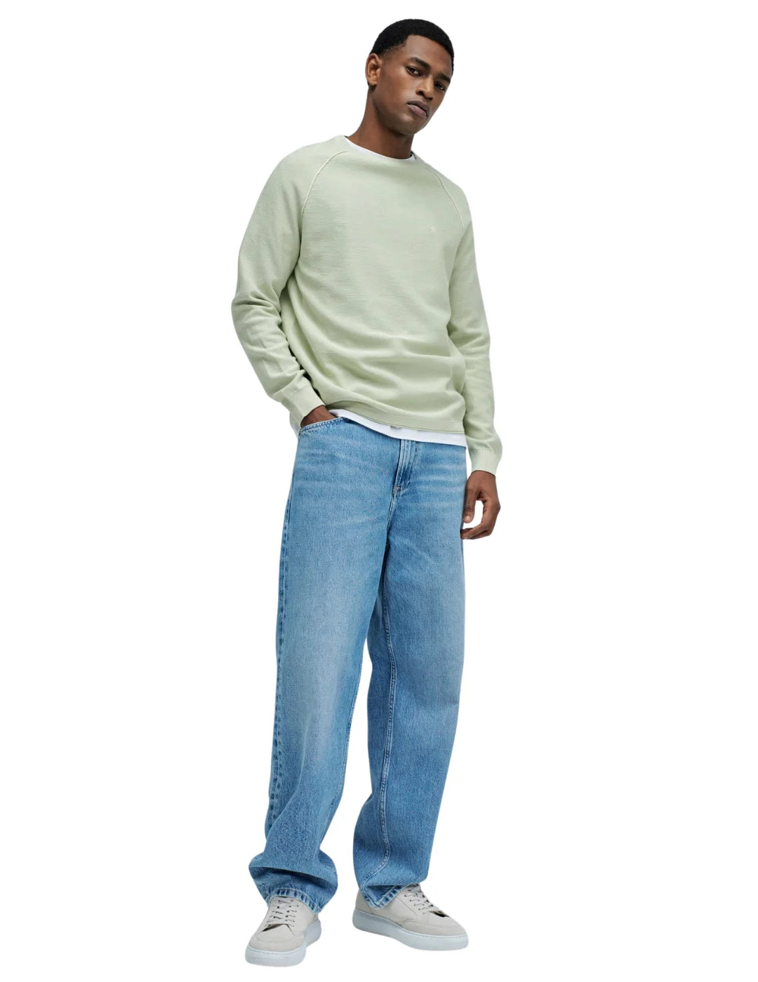 Jersey Salsa Jeans Texturizado Verde Claro | Bicos de Fío