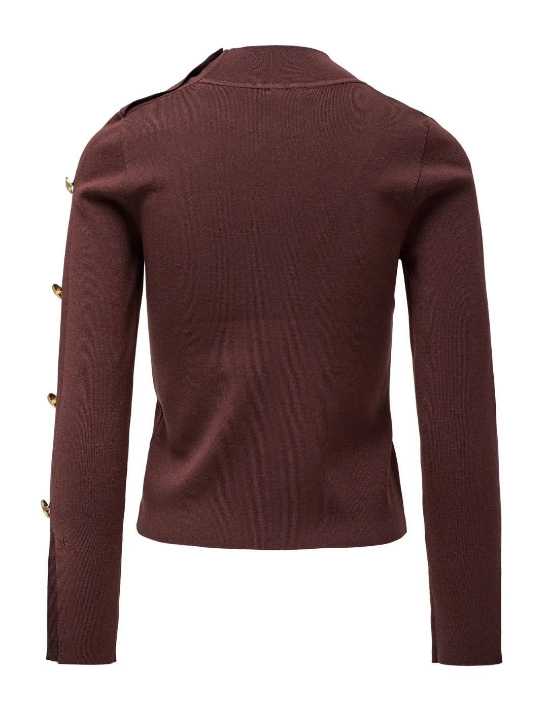 Jersey Cuello Alto Botones Salsa Jeans Marrón | Bicos de Fío