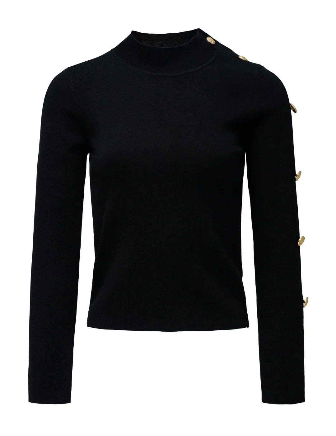 Jersey Cuello Alto Botones Salsa Jeans Negro | Bicos de Fío