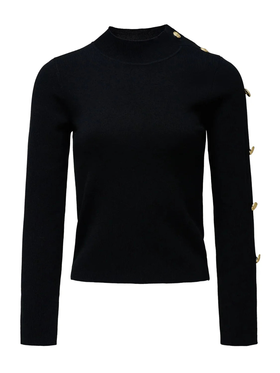 Jersey Cuello Alto Botones Salsa Jeans Negro | Bicos de Fío
