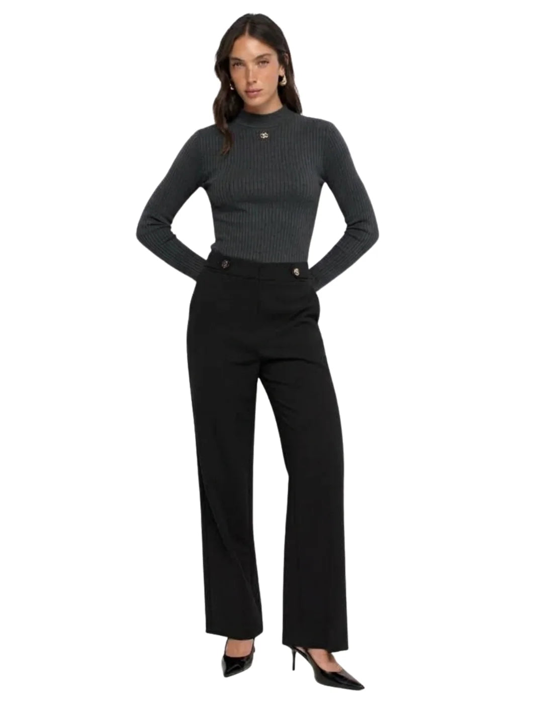 Jersey Turtleneck Canalé Salsa Jeans Negro | Bicos de Fío