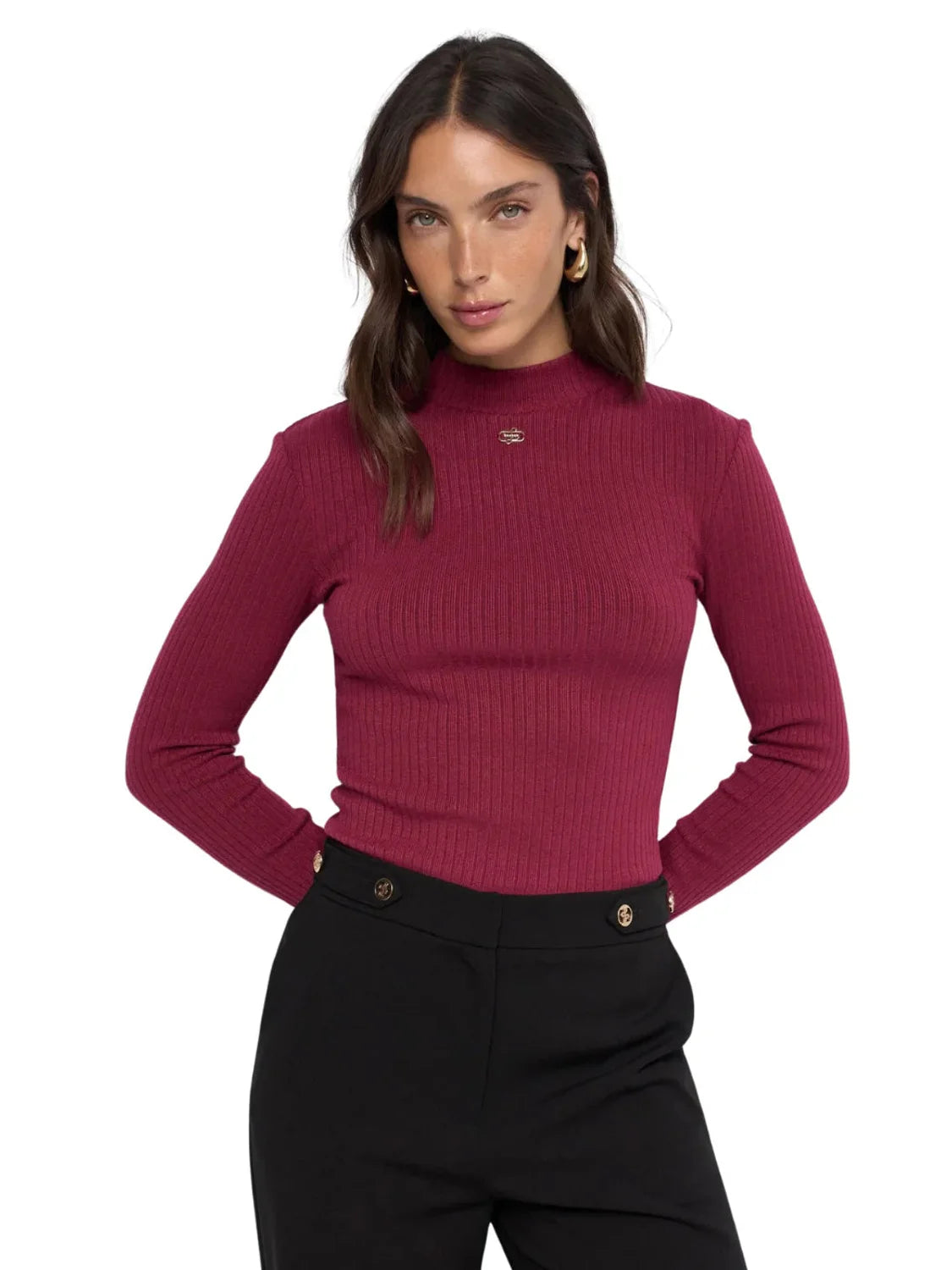 Jersey Turtleneck Canalé Salsa Jeans Granate | Bicos de Fío