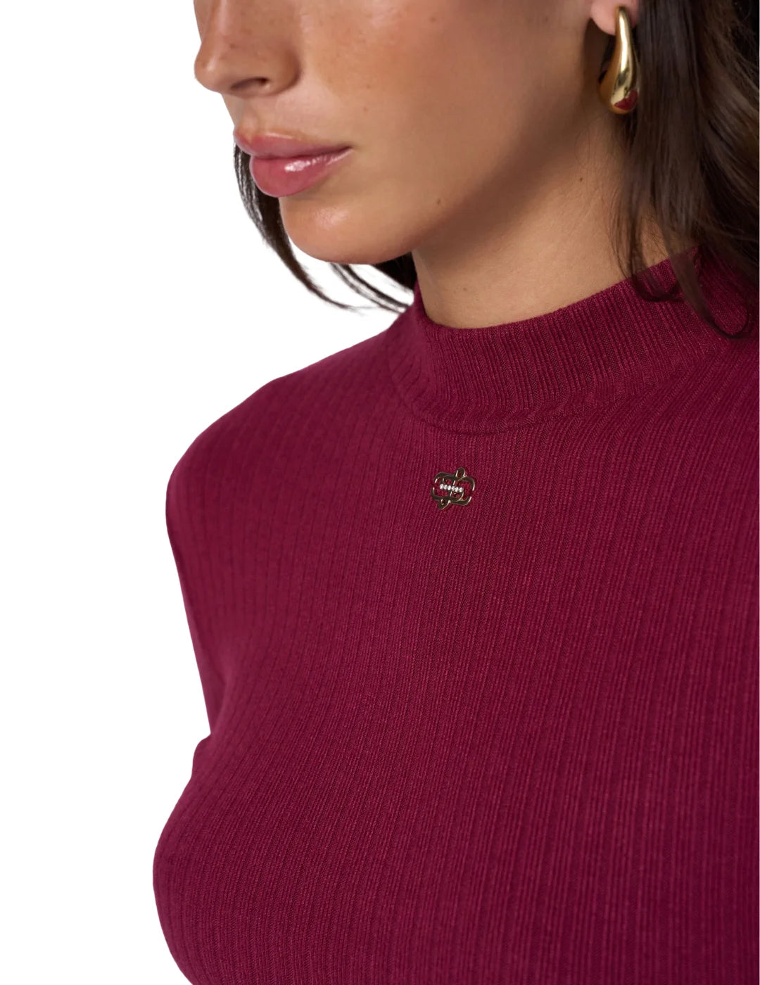 Jersey Turtleneck Canalé Salsa Jeans Granate | Bicos de Fío