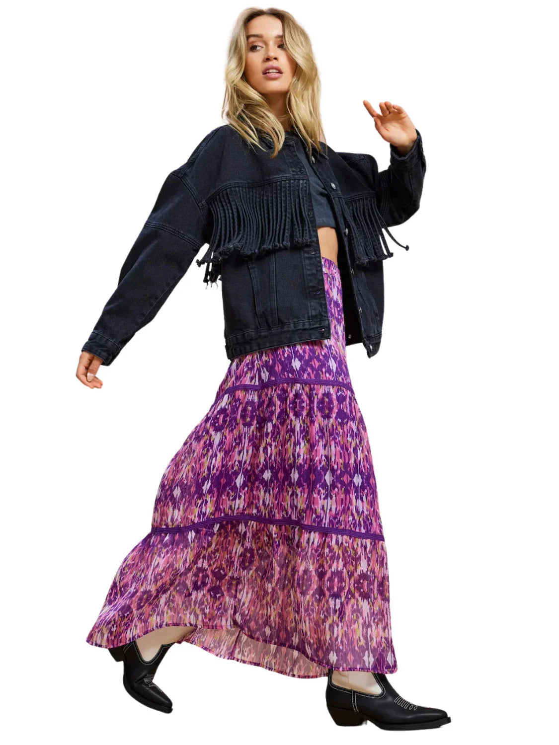 Maxi Falda Étnica Only Onlviva Violeta | Bicos de Fío
