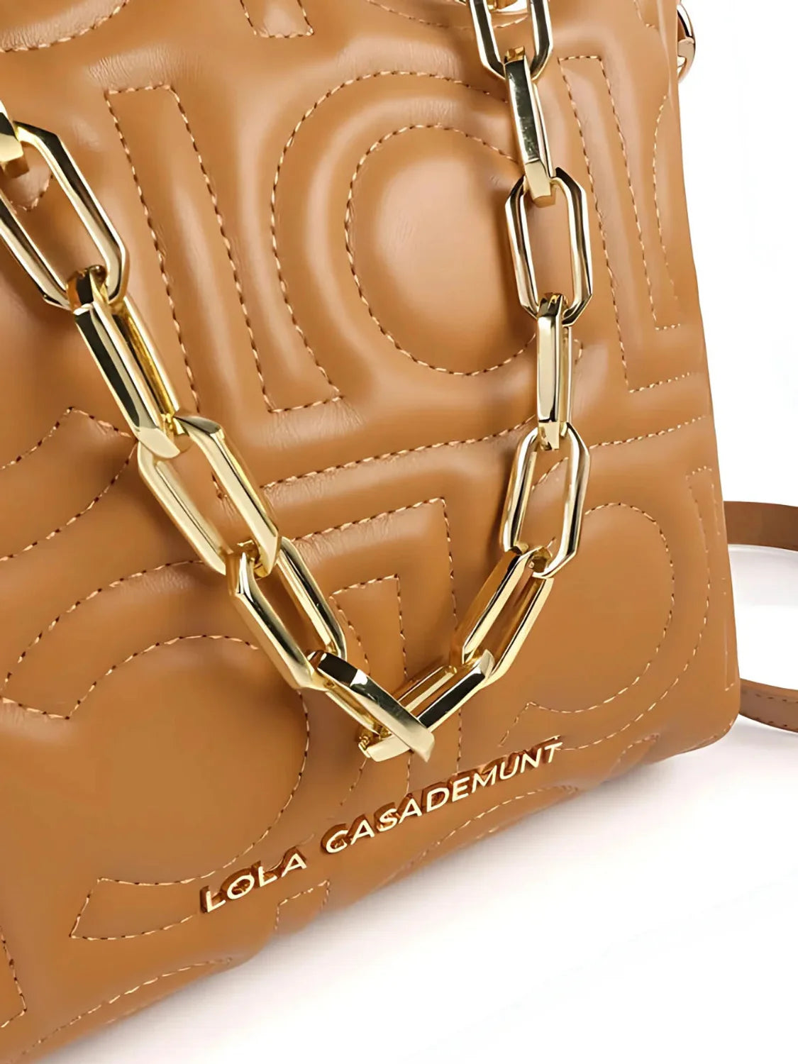 Shopper Lola Casademunt Mix Cadena Camel | Bicos de Fío