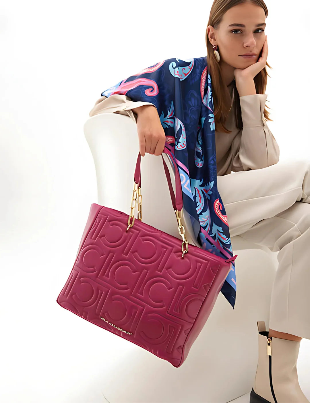 Shopper Lola Casademunt Mix Cadena Fucsia | Bicos de Fío