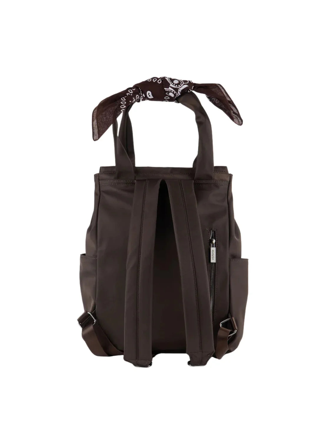 Mochila Nylon Bandana Victoria Marrón | Bicos de Fío