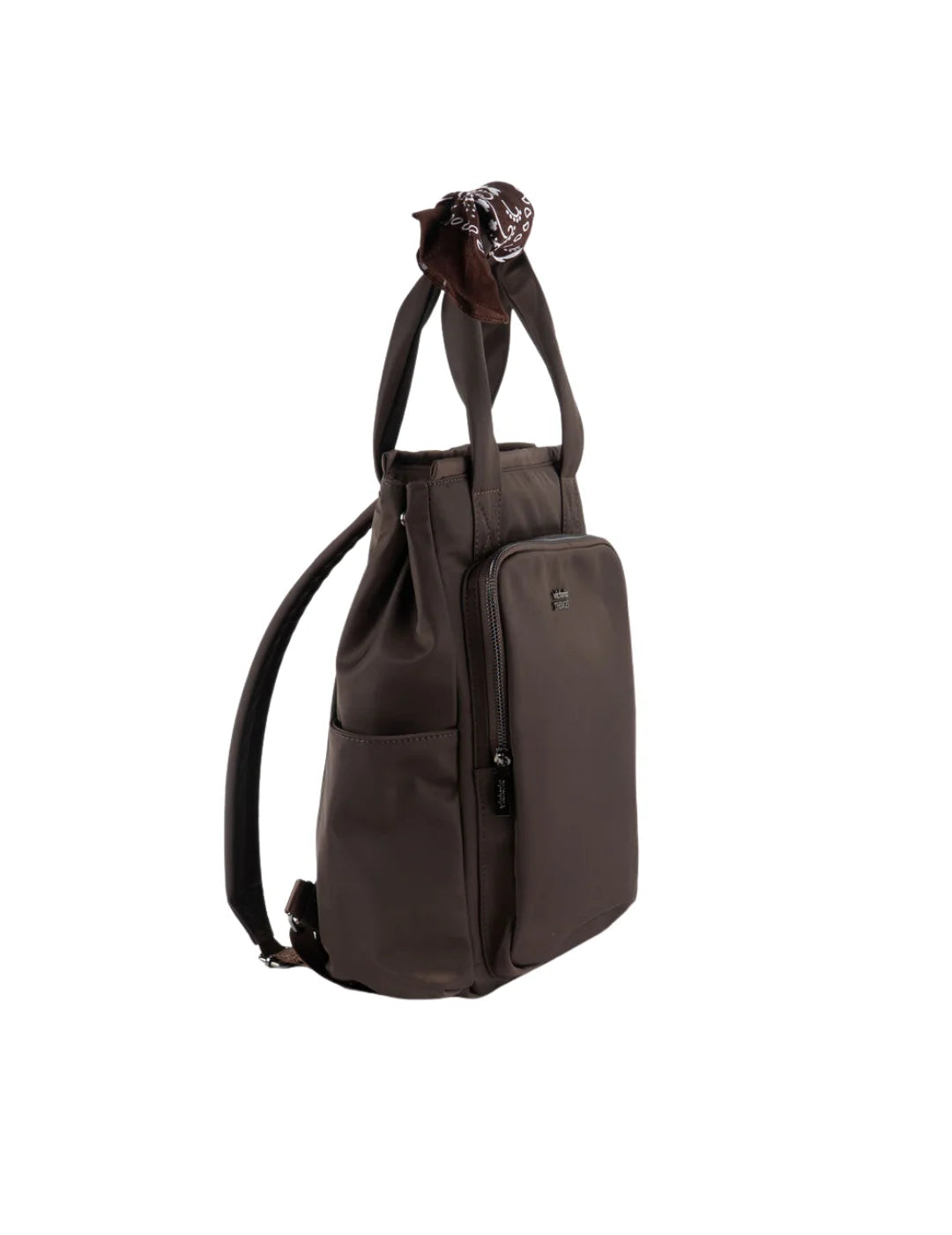 Mochila Nylon Bandana Victoria Marrón | Bicos de Fío