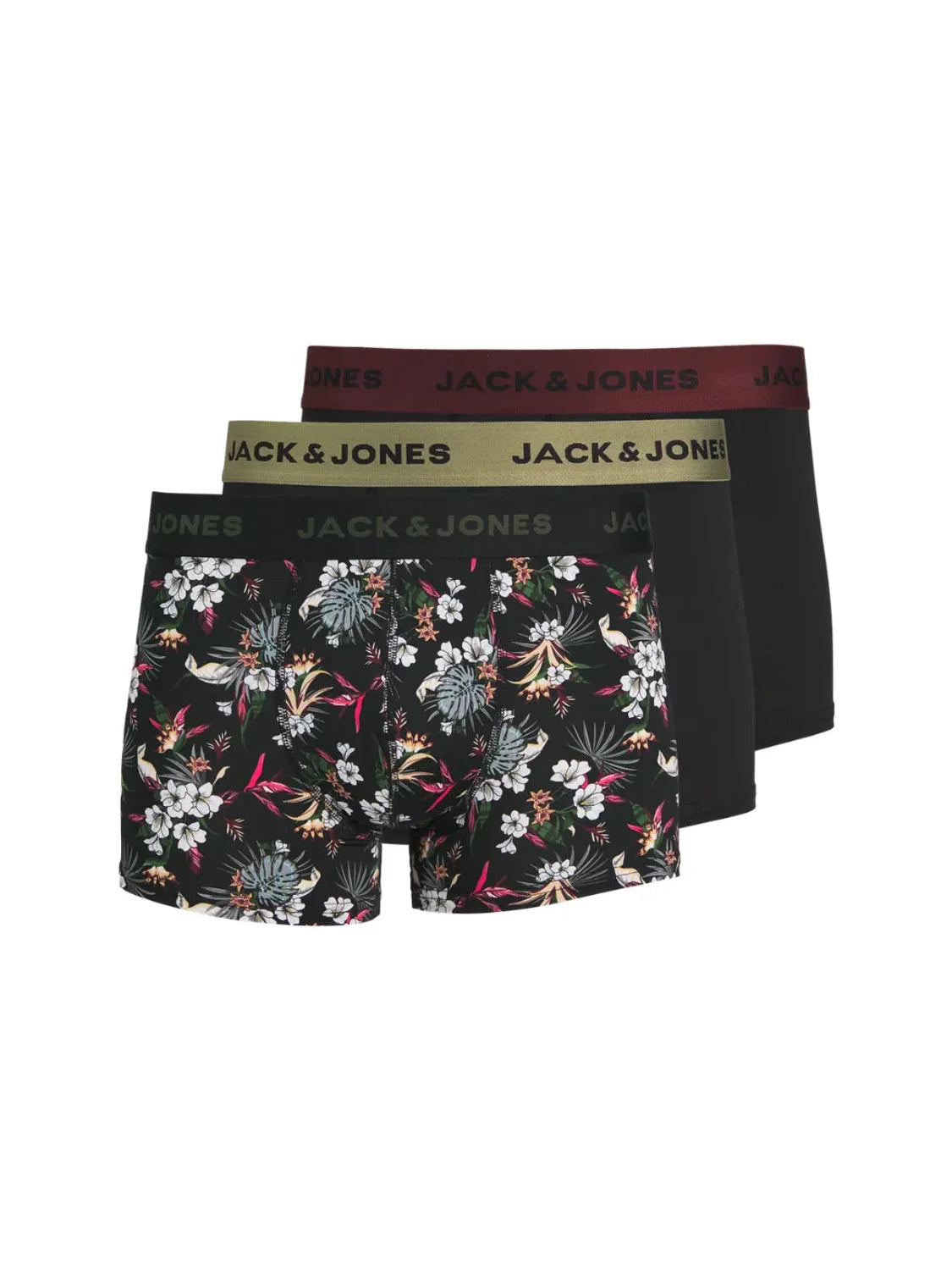 Pack 3 Boxer Jack&Jones Flower Negro | Bicos de Fío