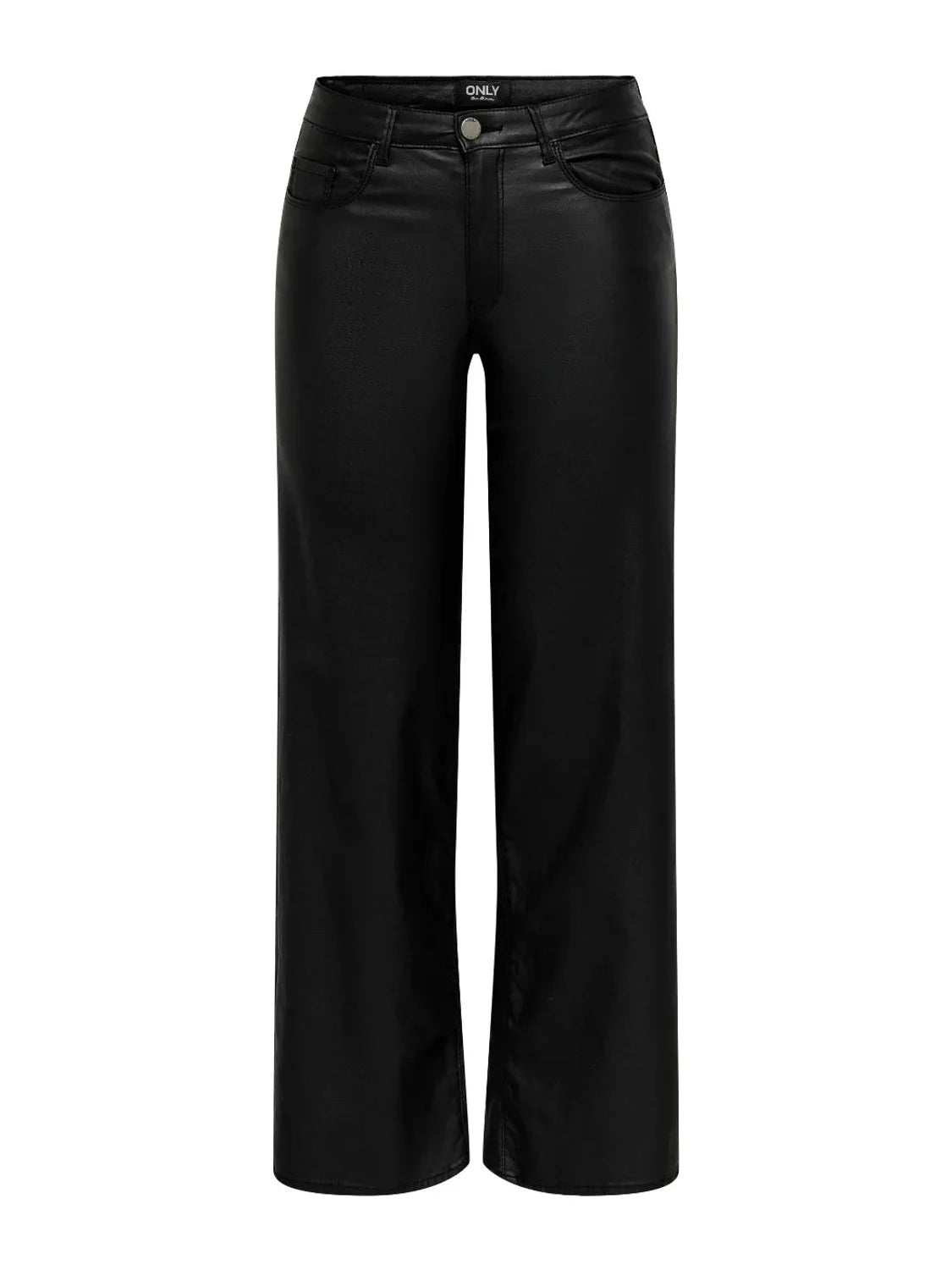 Pantalón Ancho Polipiel ONLY Alida Negro | Bicos de Fío