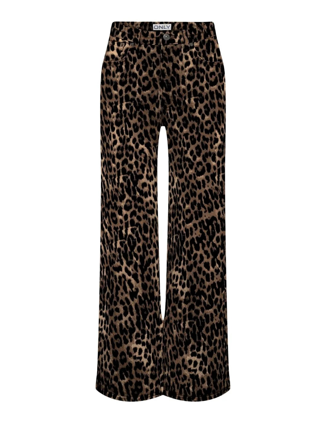 Pantalón Ancho Estampado Leopardo Only Onljuicy Negro | Bicos de Fío