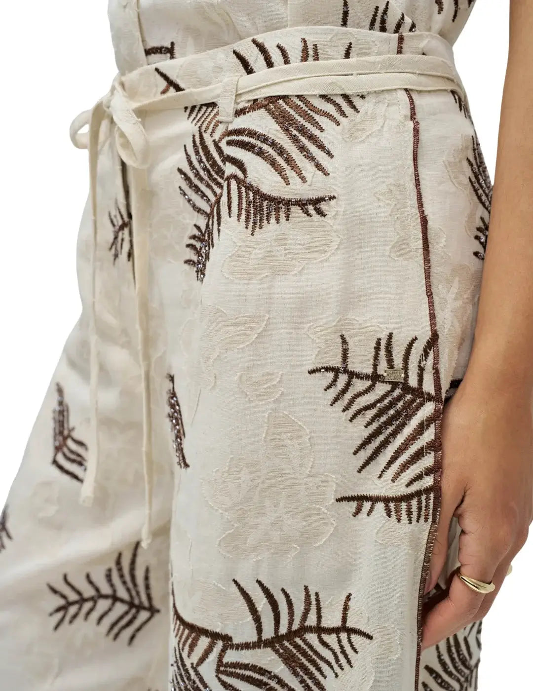 Pantalón Bordados Salsa Jeans Beige | Bicos de Fío