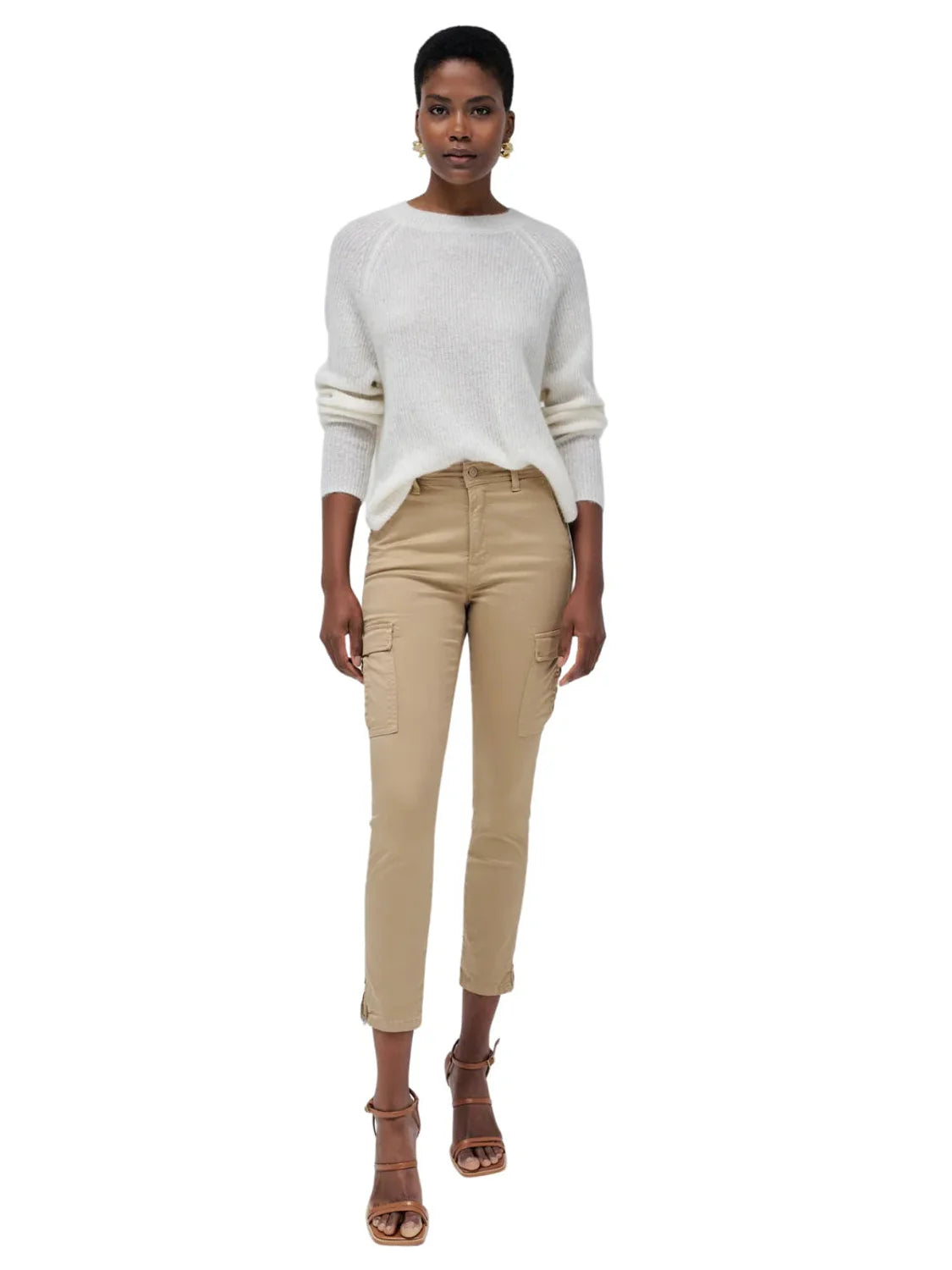 Vaqueros Cargo Salsa Jeans Faith Push In Beige | Bicos de Fío