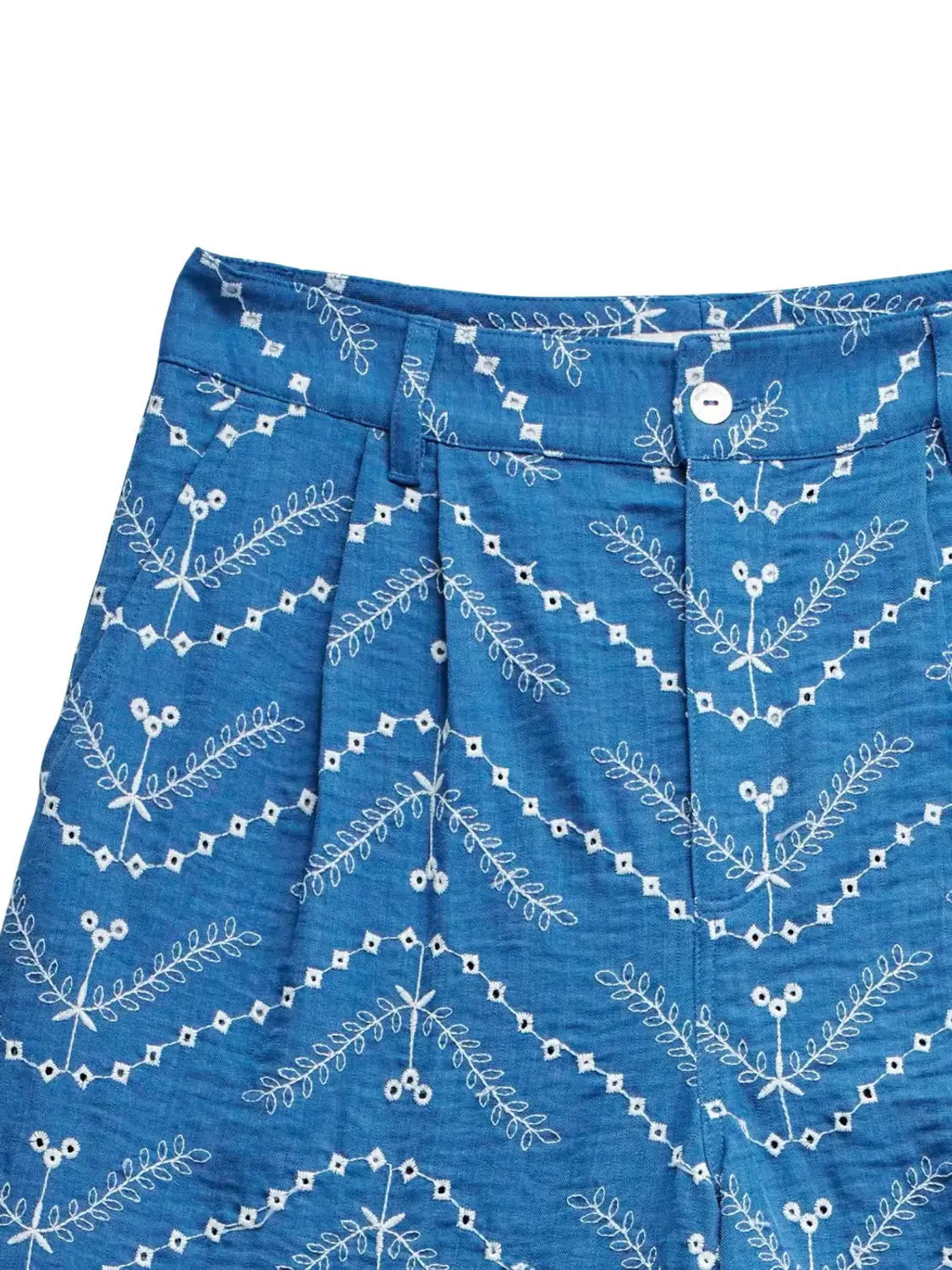 Pantalón Chino Cropped Bordados Salsa Jeans Azul | Bicos de Fío