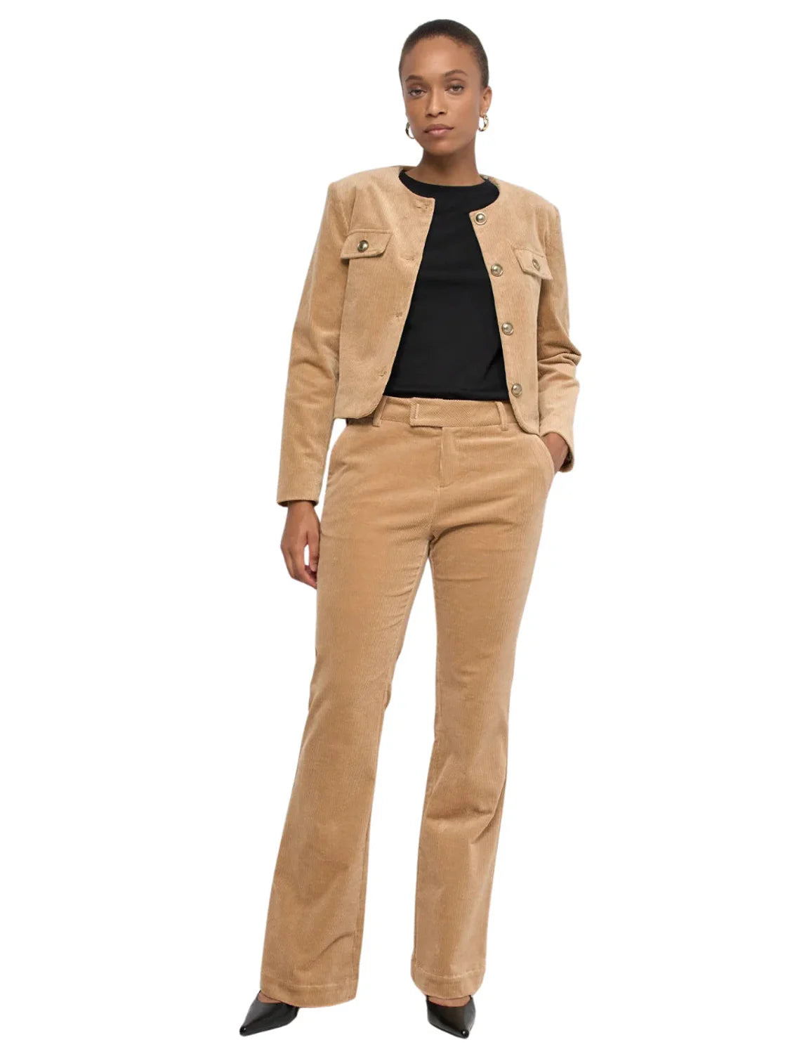 Pantalón Chino Flare Salsa Jeans Pana Marrón | Bicos de Fío