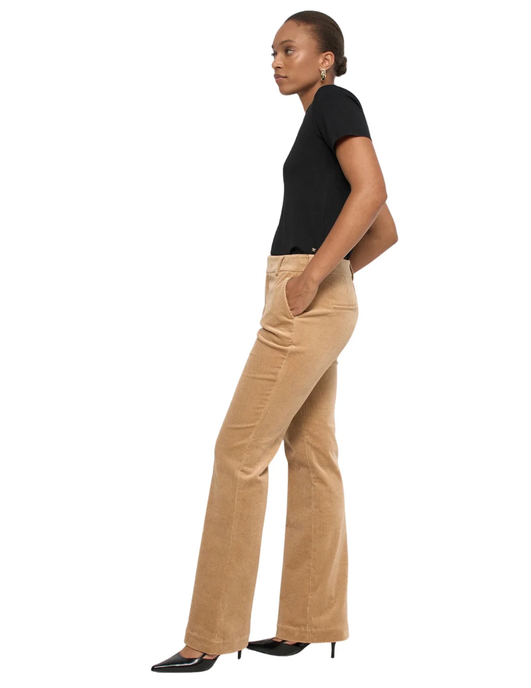 Pantalón Chino Flare Salsa Jeans Pana Marrón | Bicos de Fío