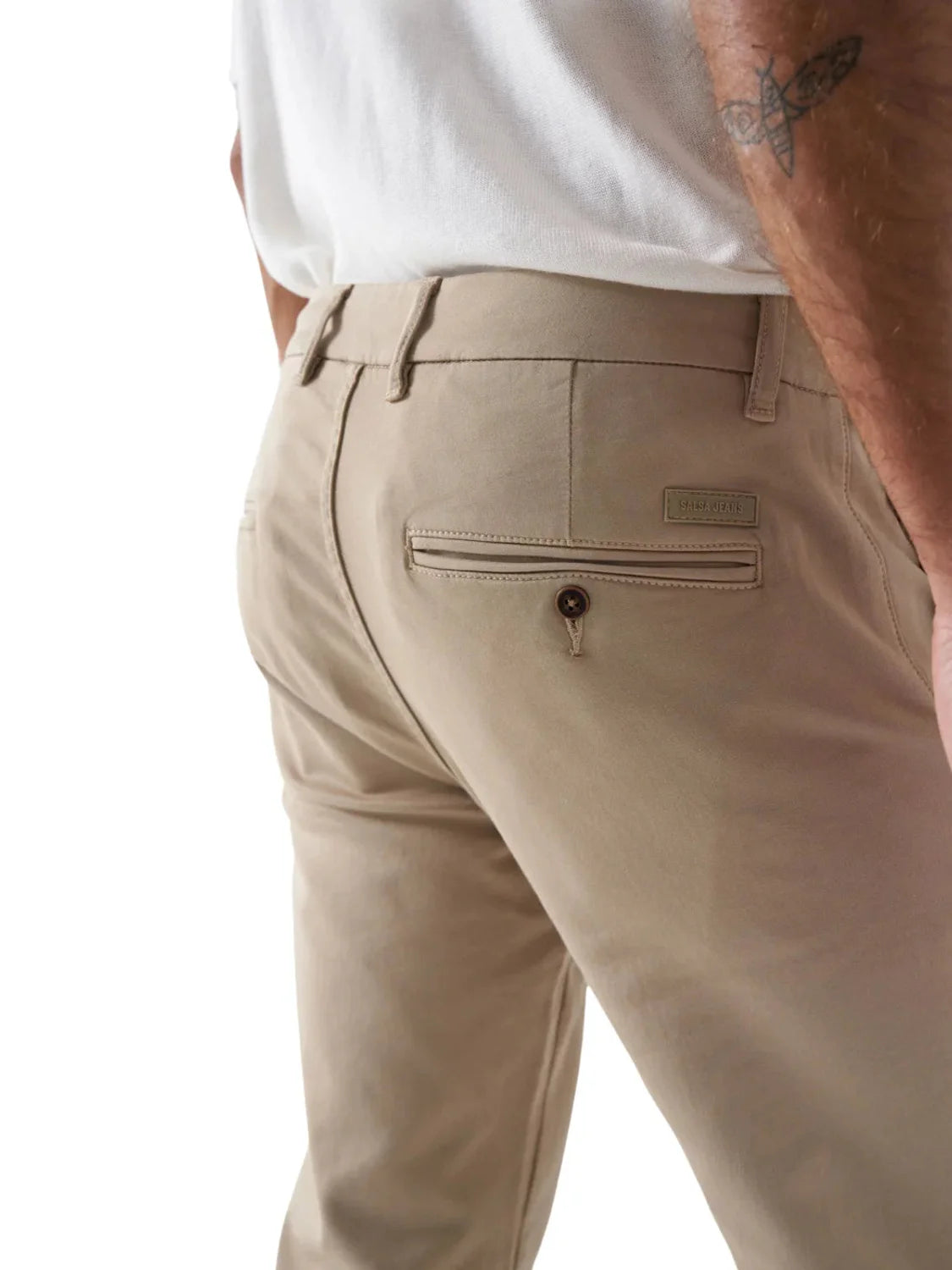 Pantalón Chino Slim Salsa Jeans S-Activ Beige | Bicos de Fío