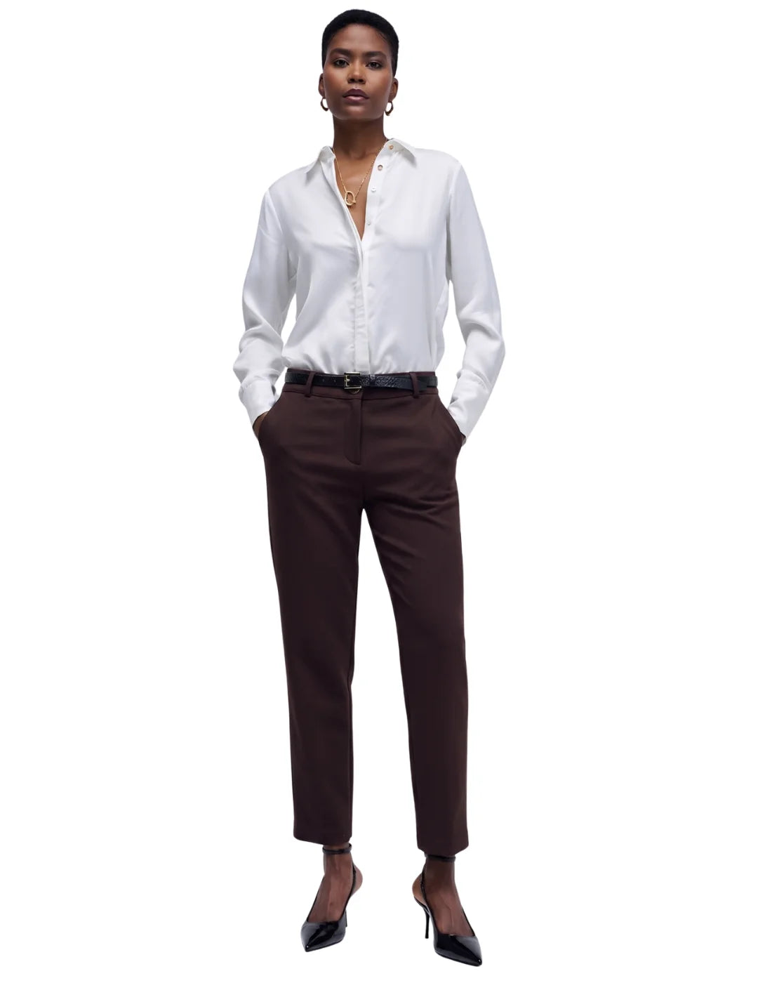 Pantalón Chino Slim Fit Salsa Jeans Marrón | Bicos de Fío
