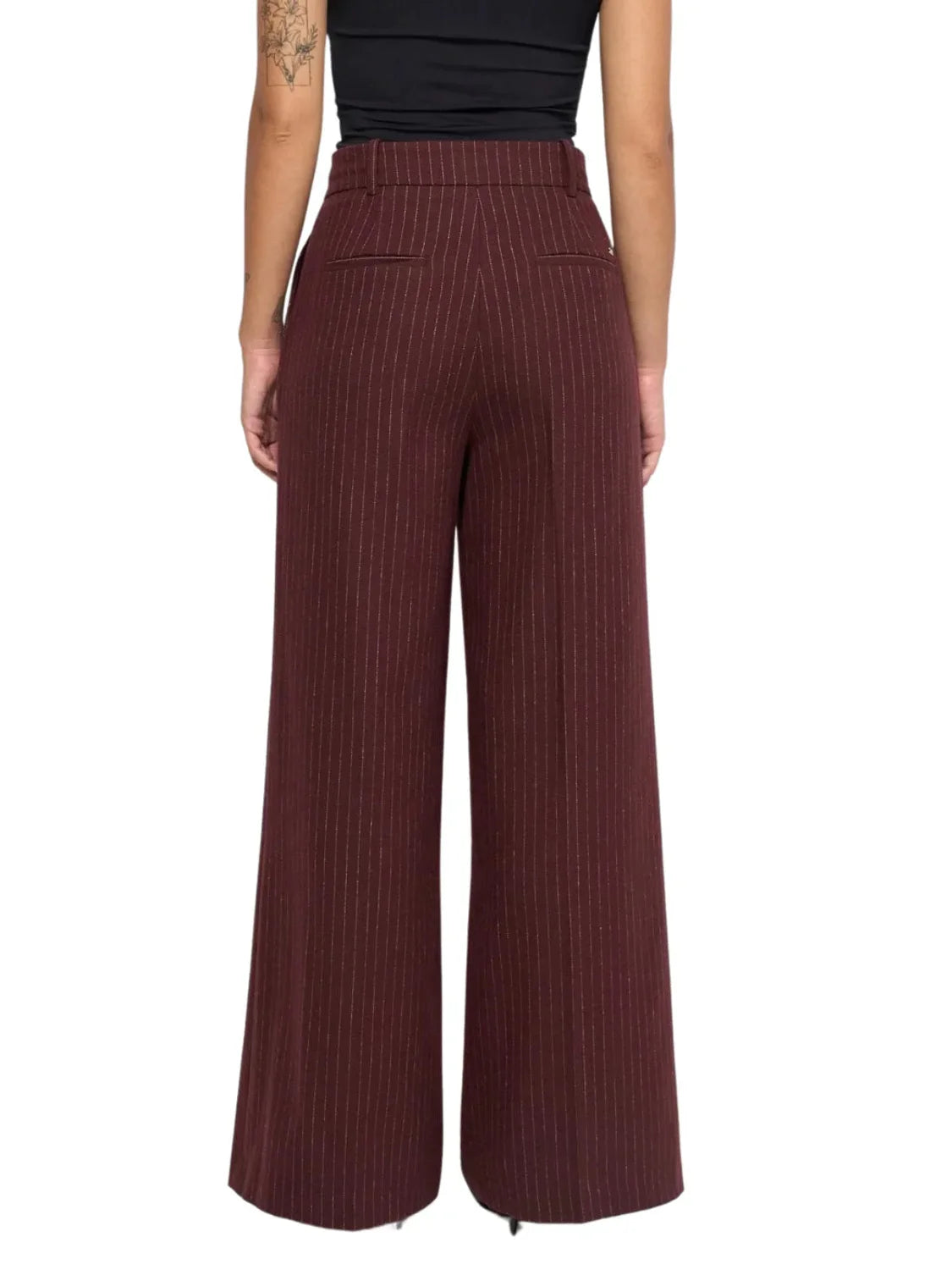 Pantalón Chino Wide Rayas Salsa Jeans Burdeos | Bicos de Fío