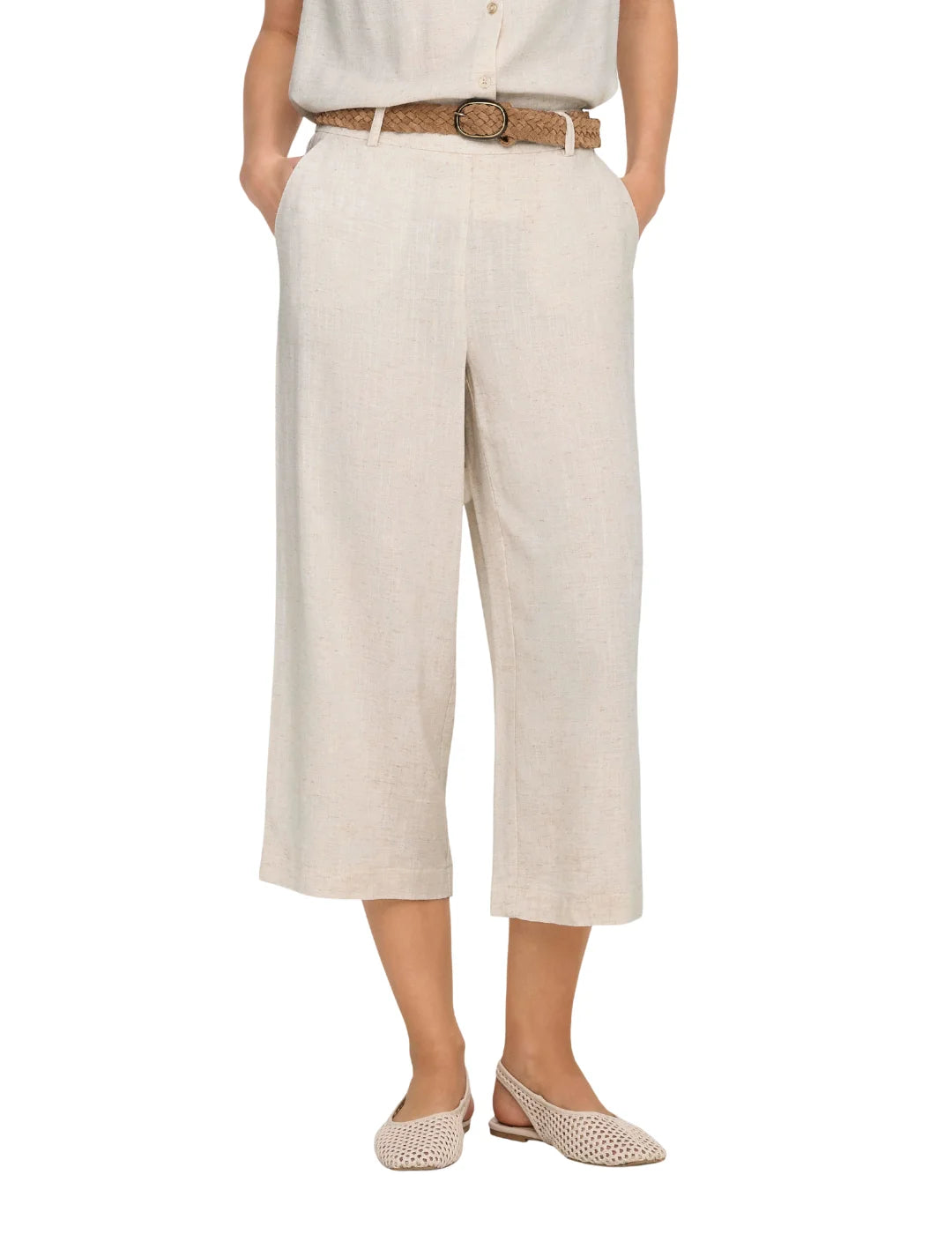 Pantalón Culot Lino ONLY Siesta Crudo | Bicos de Fío