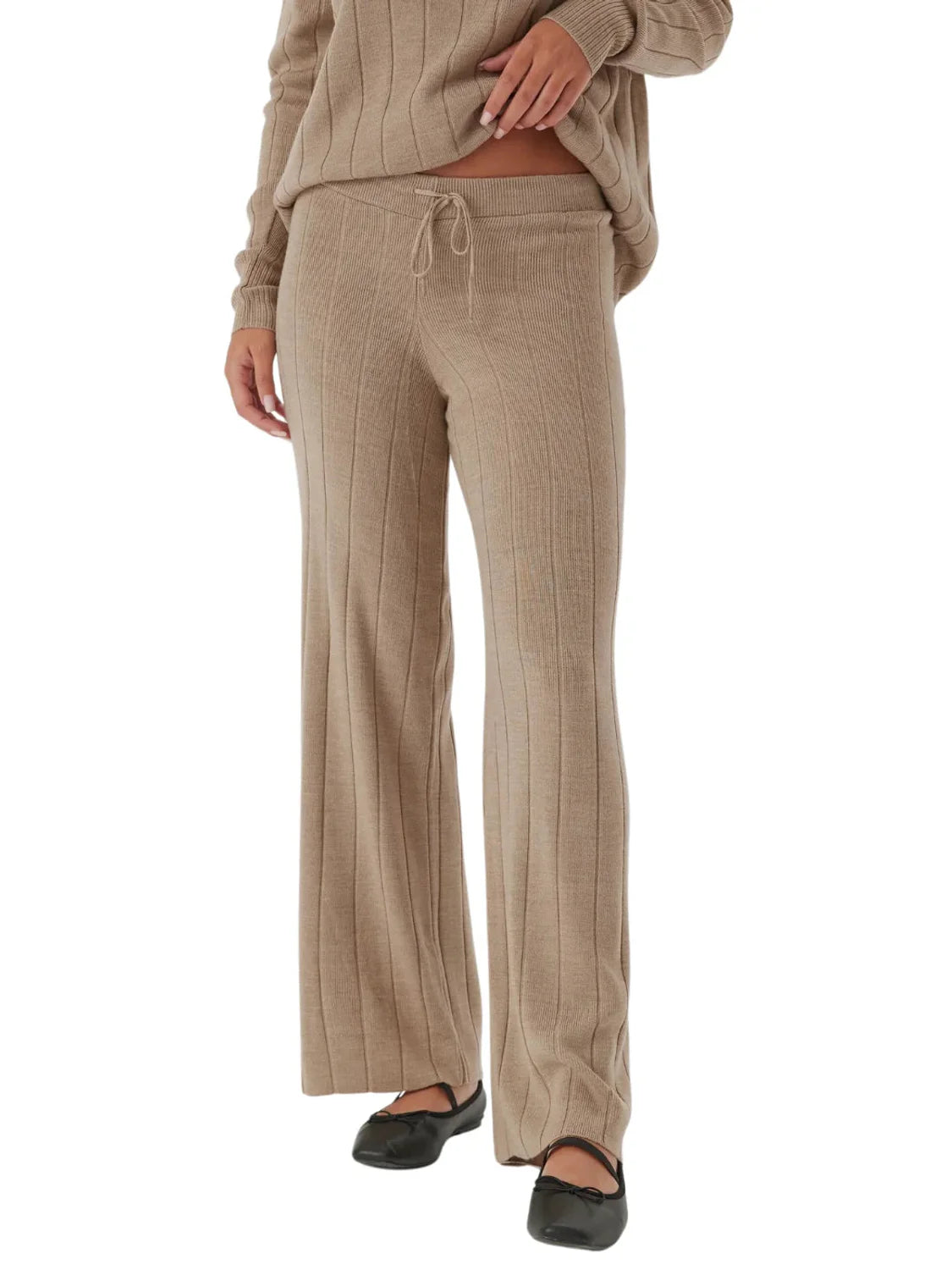 Pantalón Recto Punto Only Onltess Beige | Bicos de Fío
