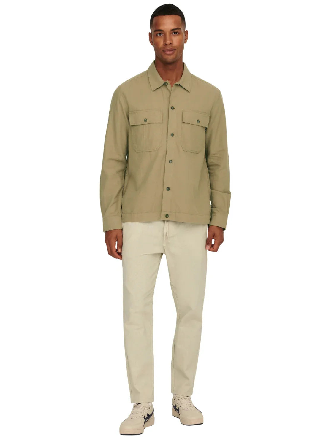 Pantalón ONLY&SONS Linus Crop 0007 Beige | Bicos de Fío