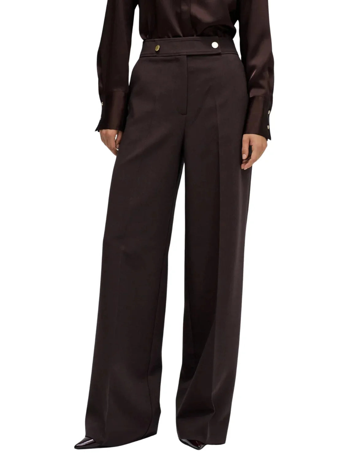 Pantalón Tela Wide Salsa Jeans Marrón | Bicos de Fío