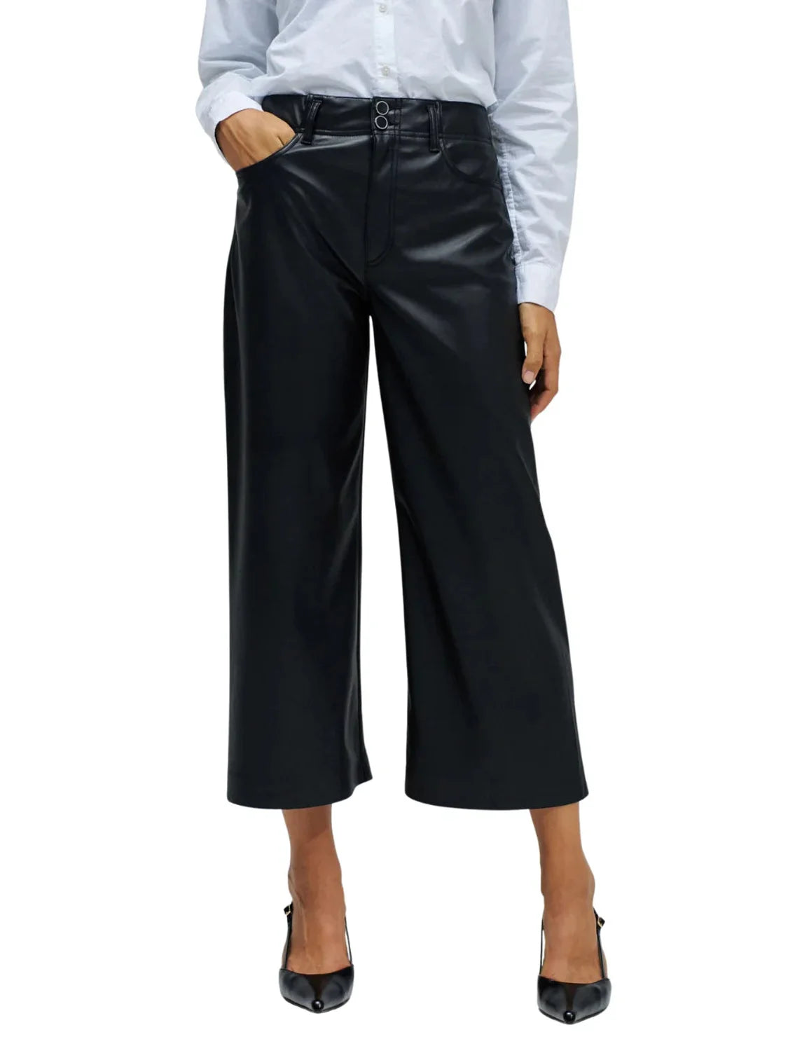 Pantalón Ancho True Cropped Salsa Jeans Negro | Bicos de Fío