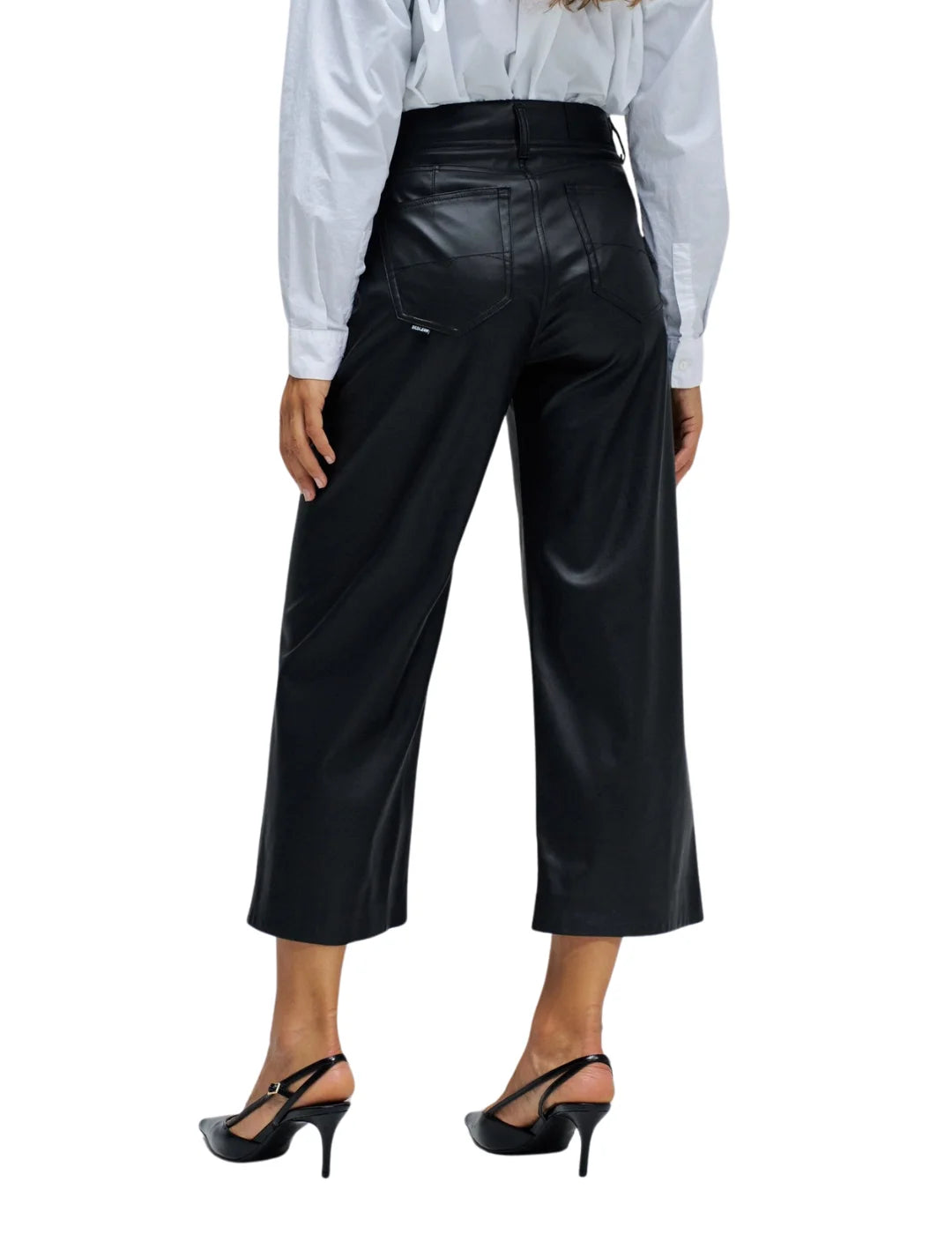 Pantalón Ancho True Cropped Salsa Jeans Negro | Bicos de Fío