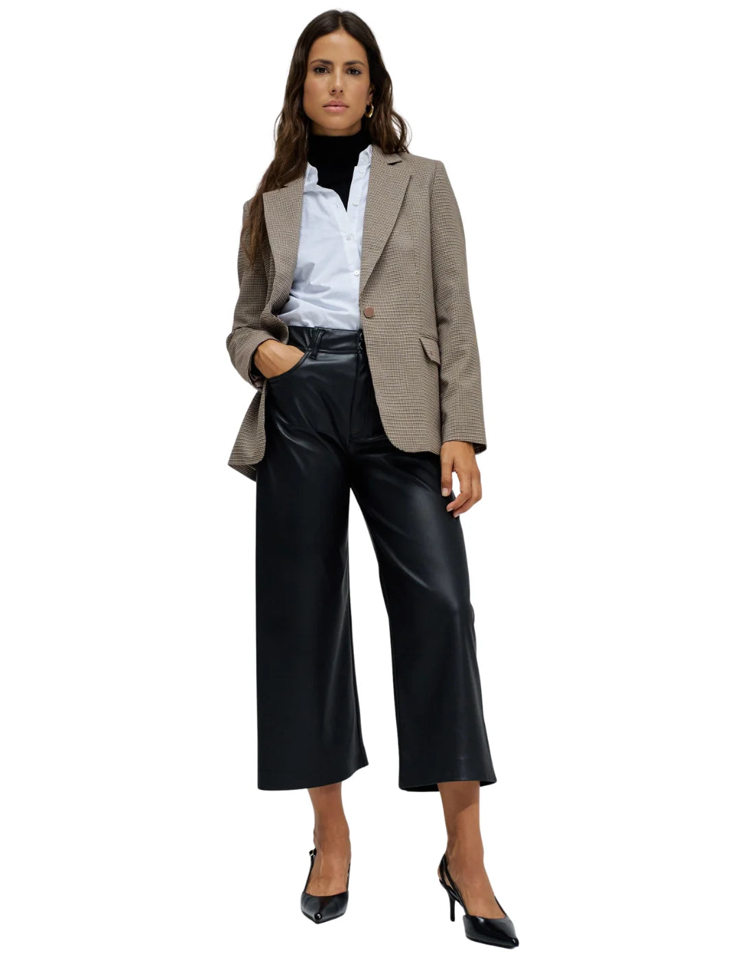Pantalón Ancho True Cropped Salsa Jeans Negro | Bicos de Fío