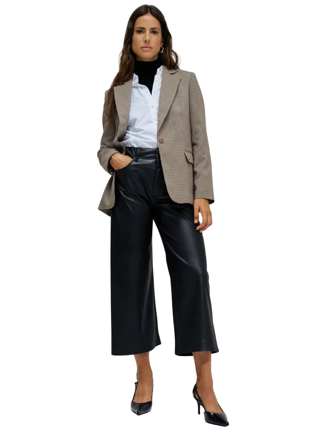 Pantalón Ancho True Cropped Salsa Jeans Negro | Bicos de Fío