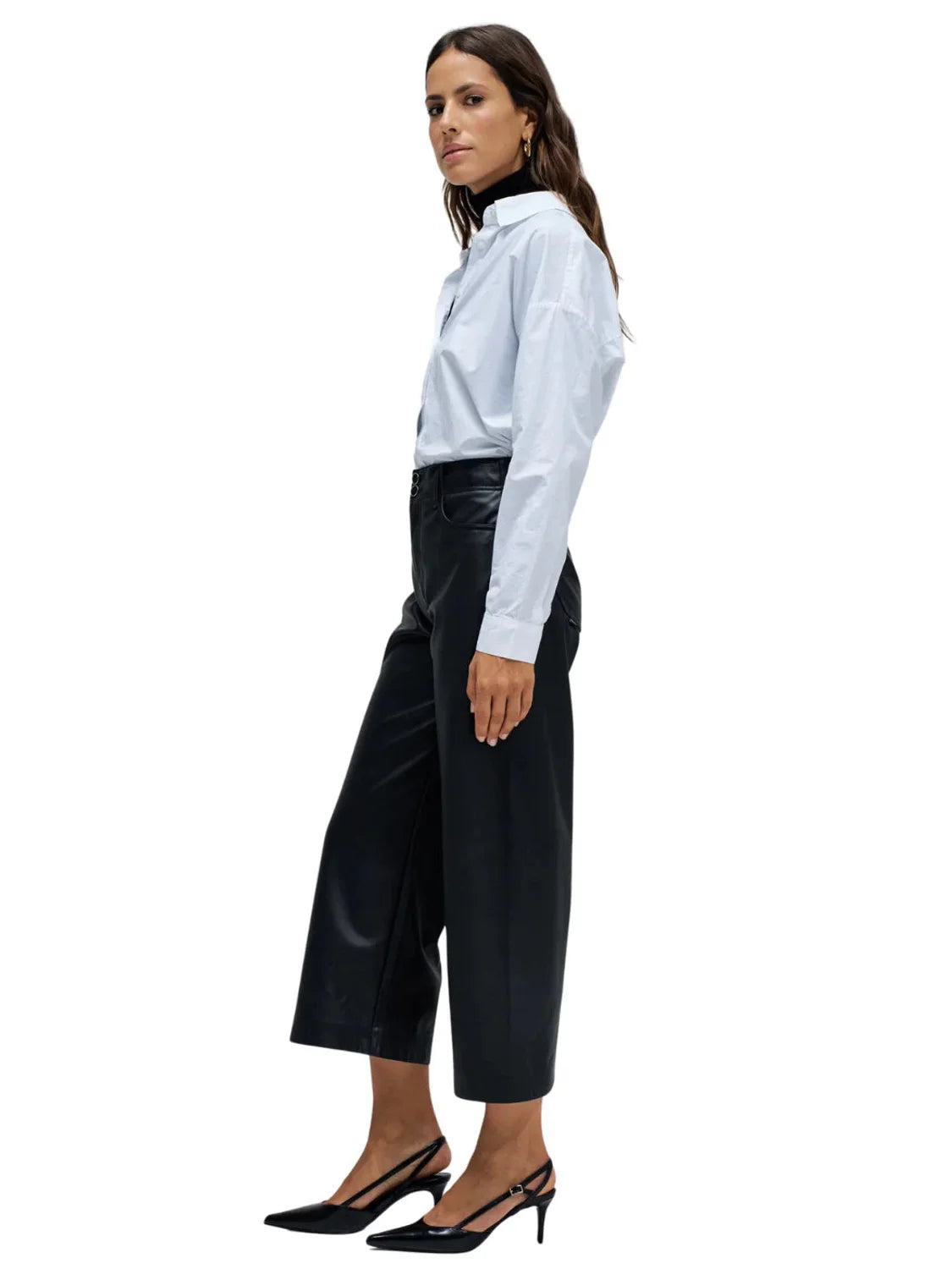 Pantalón Ancho True Cropped Salsa Jeans Negro | Bicos de Fío