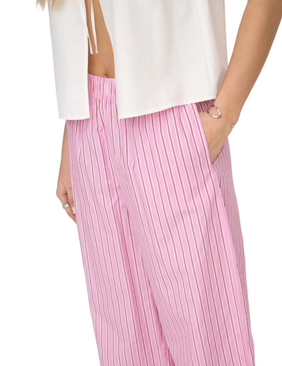 Pantalón Ancho ONLY Loris Rosa | Bicos de Fío