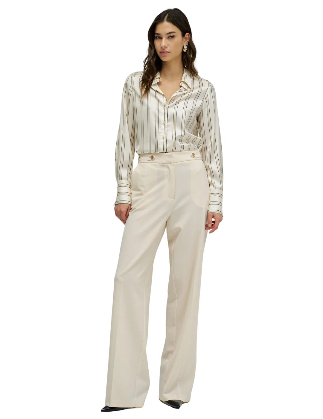Pantalones Tela Straight Salsa Jeans Beige | Bicos de Fío