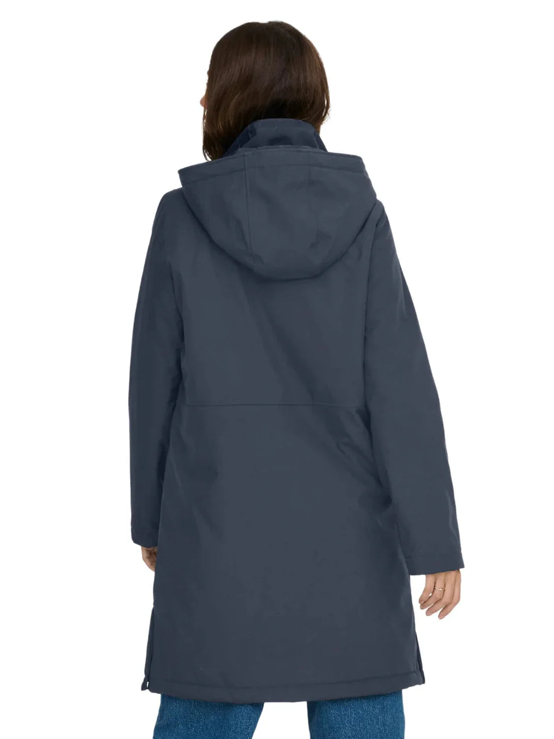 Parka Larga Capucha ONLY Kara Azul | Bicos de Fío