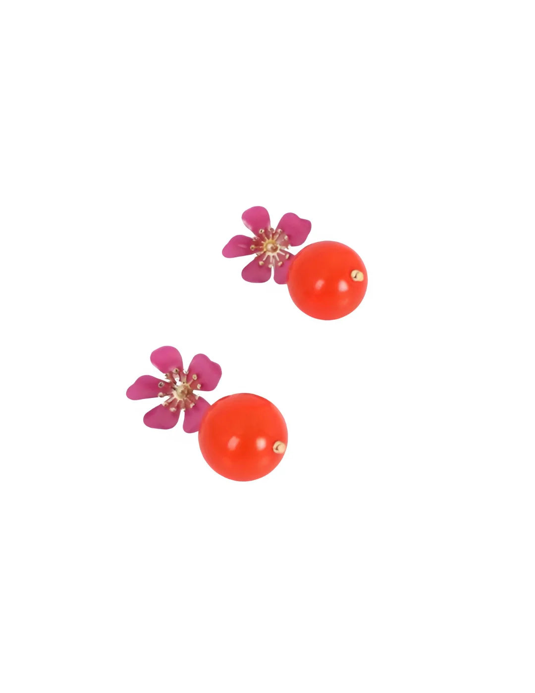 Pendientes Lola Casademunt Flor Lacada Rosa | Bicos de Fío