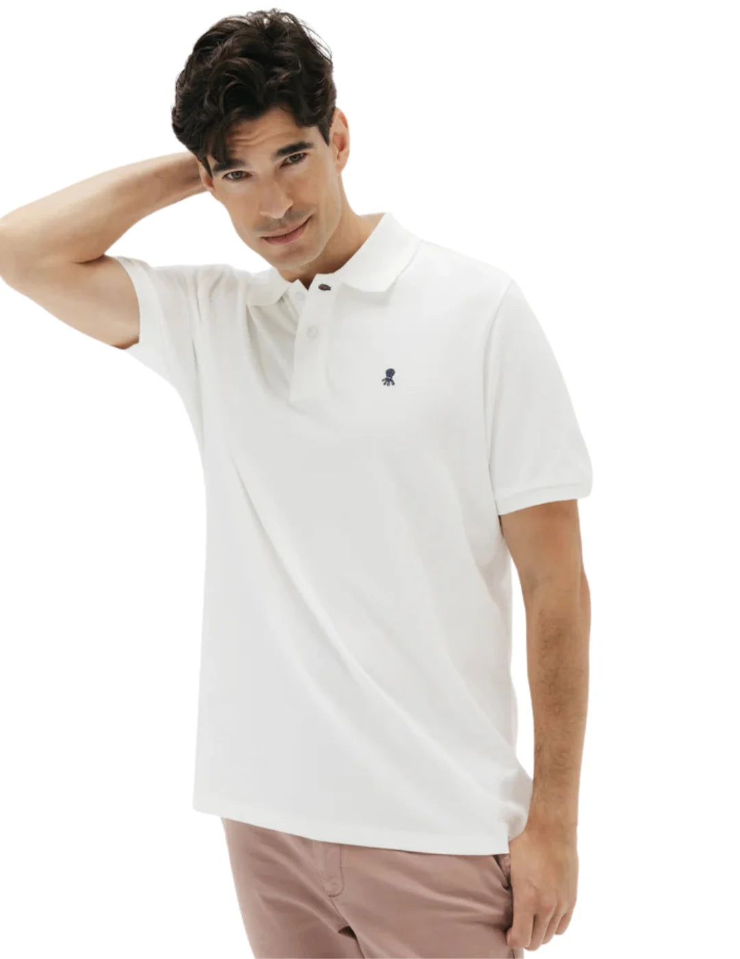 Polo El Pulpo Lavado Bordado Blanco Puro | Bicos de Fío