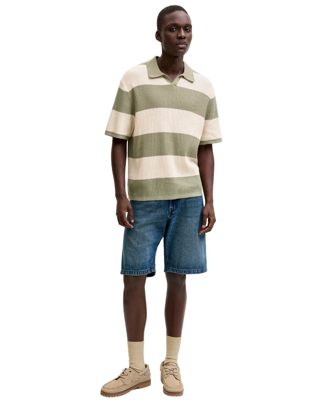 Polo Jack&Jones Liam Knit Rayas Verde | Bicos de Fío