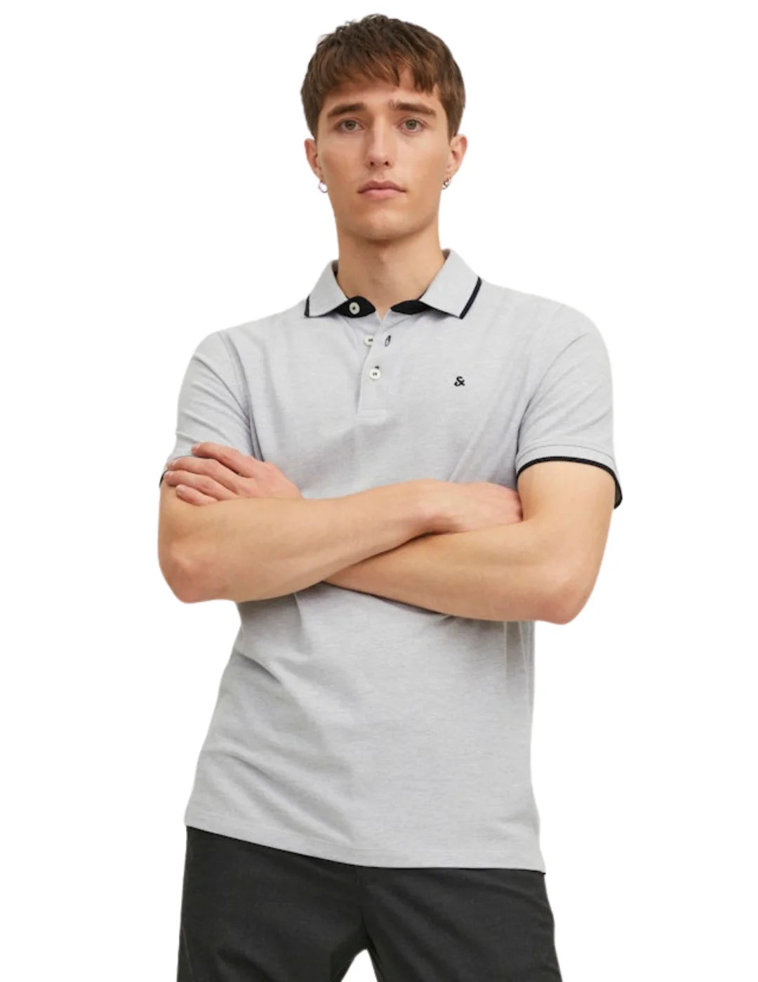 Polo Jack&Jones Paulos Ribete Gris | Bicos de Fío